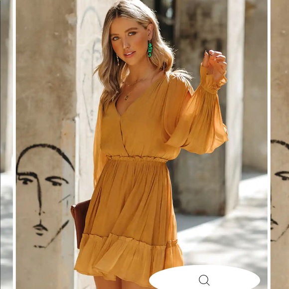 Vici Dresses & Skirts - Vici Nathalia Satin Ruffle Dress in Honey - Medium